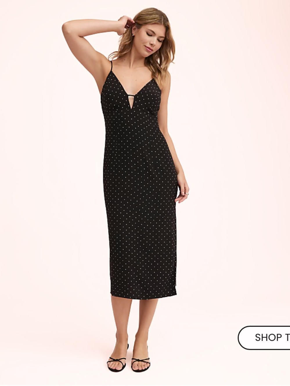 LOFT Lately Dotted Cutout Midi Slip Dress